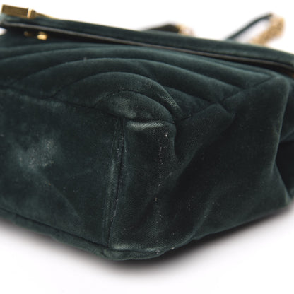 Saint Laurent Velvet Matelasse Chevron Medium Monogram Chain Bag New Dark Green 10 of 19