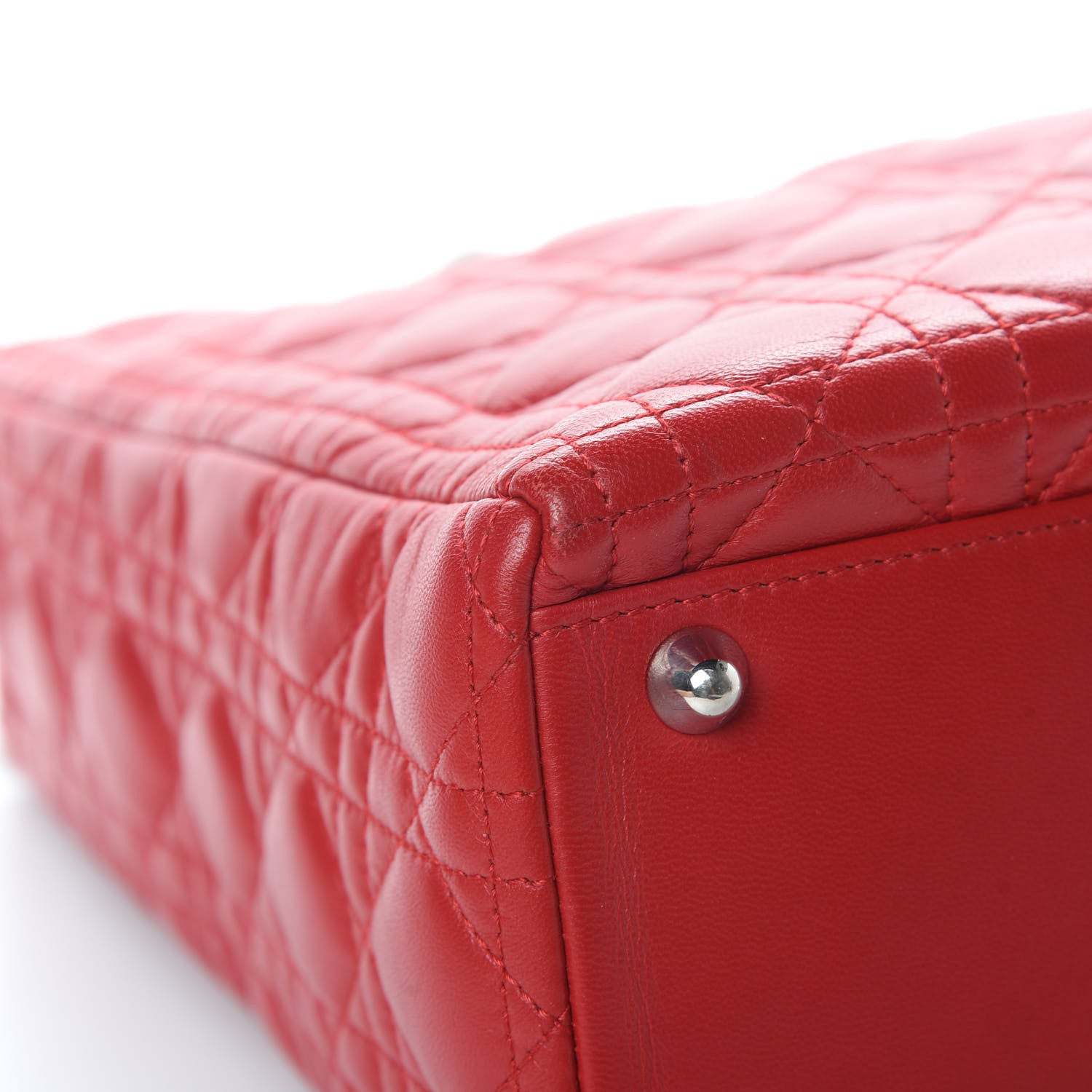 Christian Dior Lambskin Cannage Large Lady Dior Red 12 of 17