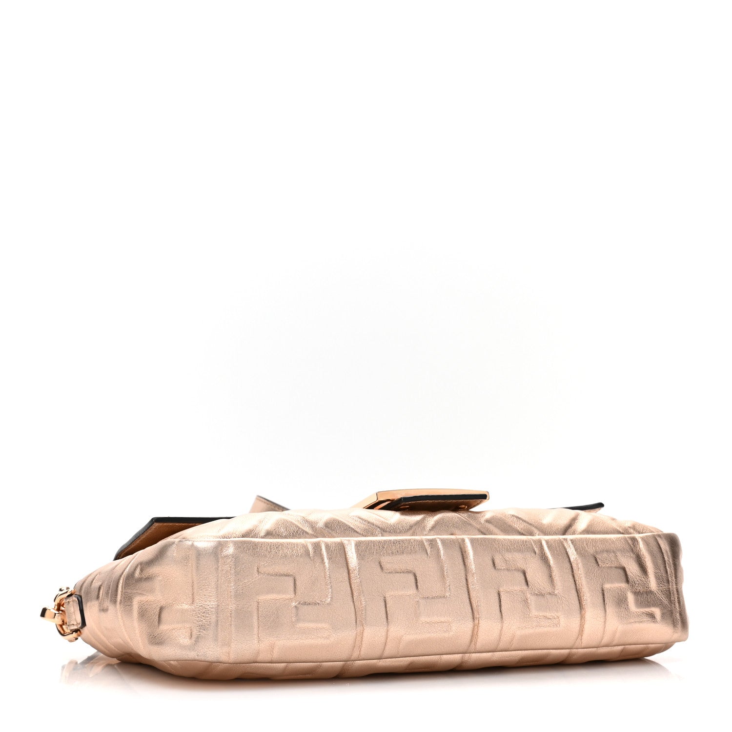 Fendi Vitello Laminato FF 1974 Embossed Baguette Rame 4 of 8