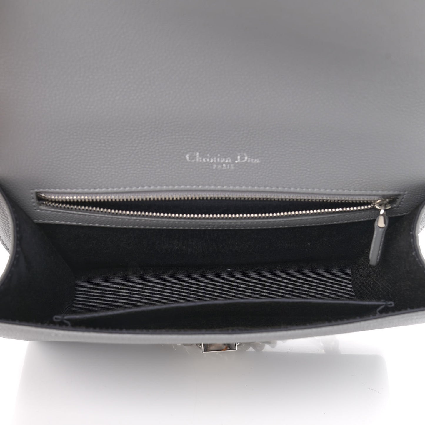 Grained Calfskin Medium Diorama Flap Bag Gris