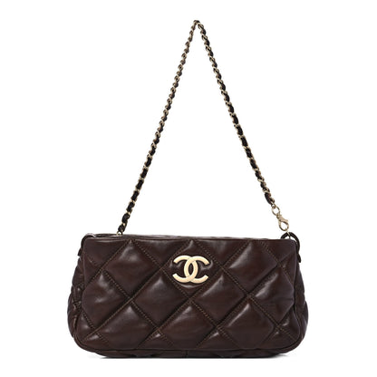 Chanel Lambskin Bubble Quilt Pochette Brown 1 of 8