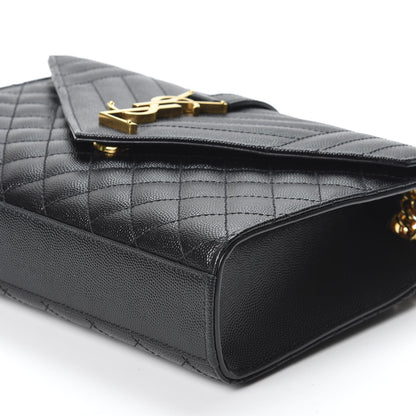 Saint Laurent Grain De Poudre Textured Mixed Matelasse Triquilt Medium Monogram Satchel Black 6 of 9