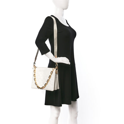 Louis Vuitton Lambskin Embossed Monogram Coussin PM Cream 2 of 9