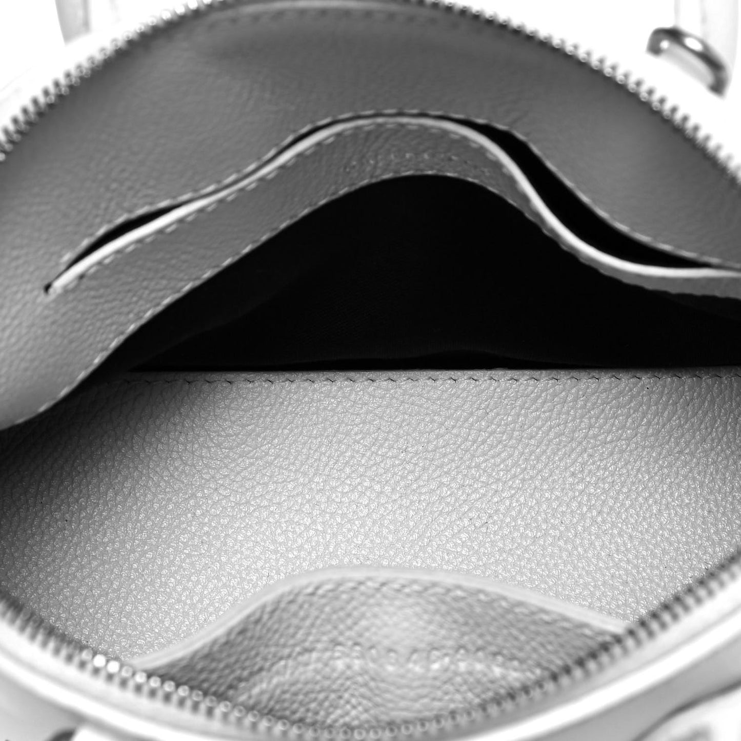 Grained Calfskin XXS Ville Top Handle Bag White Black