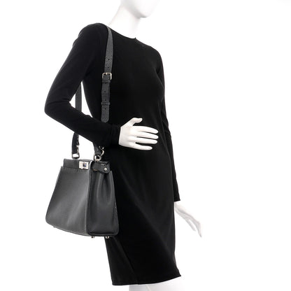 Fendi Cuoio Romano Selleria Bi-Color Large Peekaboo Iconic Satchel Asfalto Latte 2 of 10