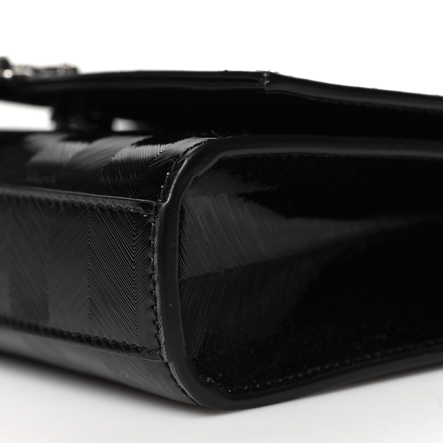 Saint Laurent Patent Textured Striped Small Classic Monogram Kate Tassel Satchel Black 10 of 10