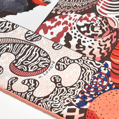 Hermes Silk Sieste Au Paradis Scarf 90 Rouge H Bleu Nuit Corail 4 of 7