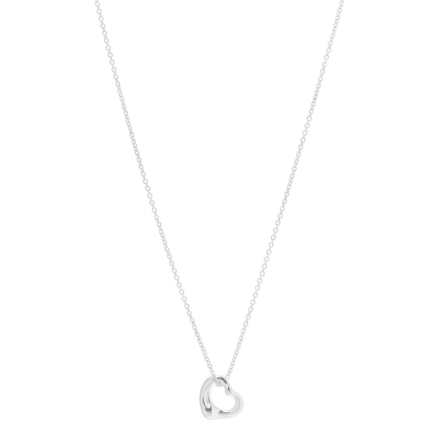 Tiffany Sterling Silver 11mm Elsa Peretti Open Heart Pendant Necklace 1 of 9
