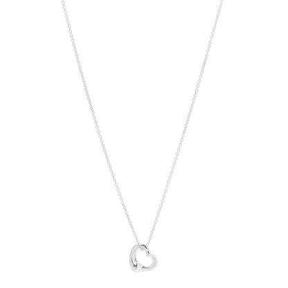 Tiffany Sterling Silver 11mm Elsa Peretti Open Heart Pendant Necklace 1 of 9