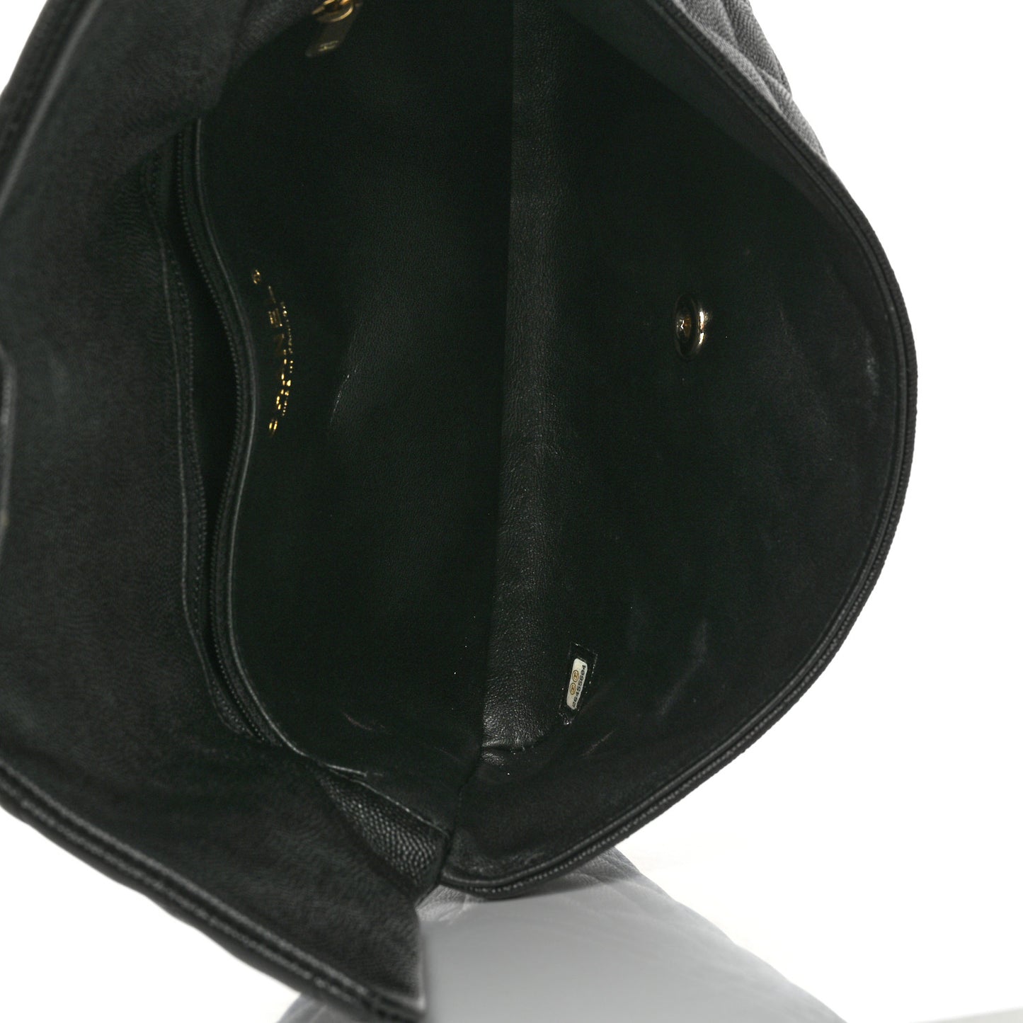 Caviar Quilted Flap Clutch Black