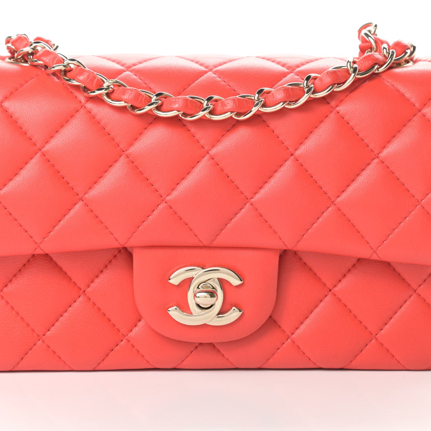 Lambskin Quilted Mini Rectangular Flap Red
