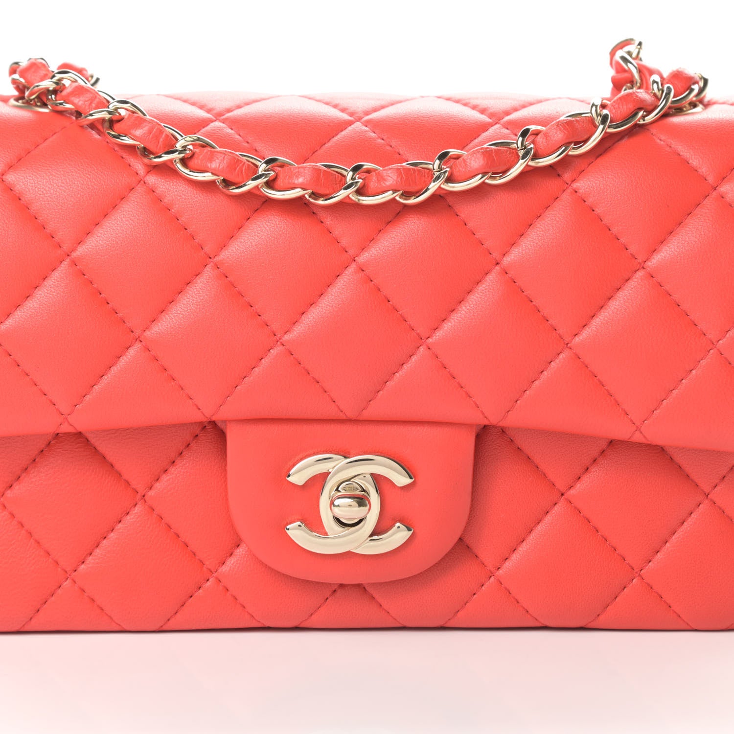 Chanel Lambskin Quilted Mini Rectangular Flap Red 8 of 17