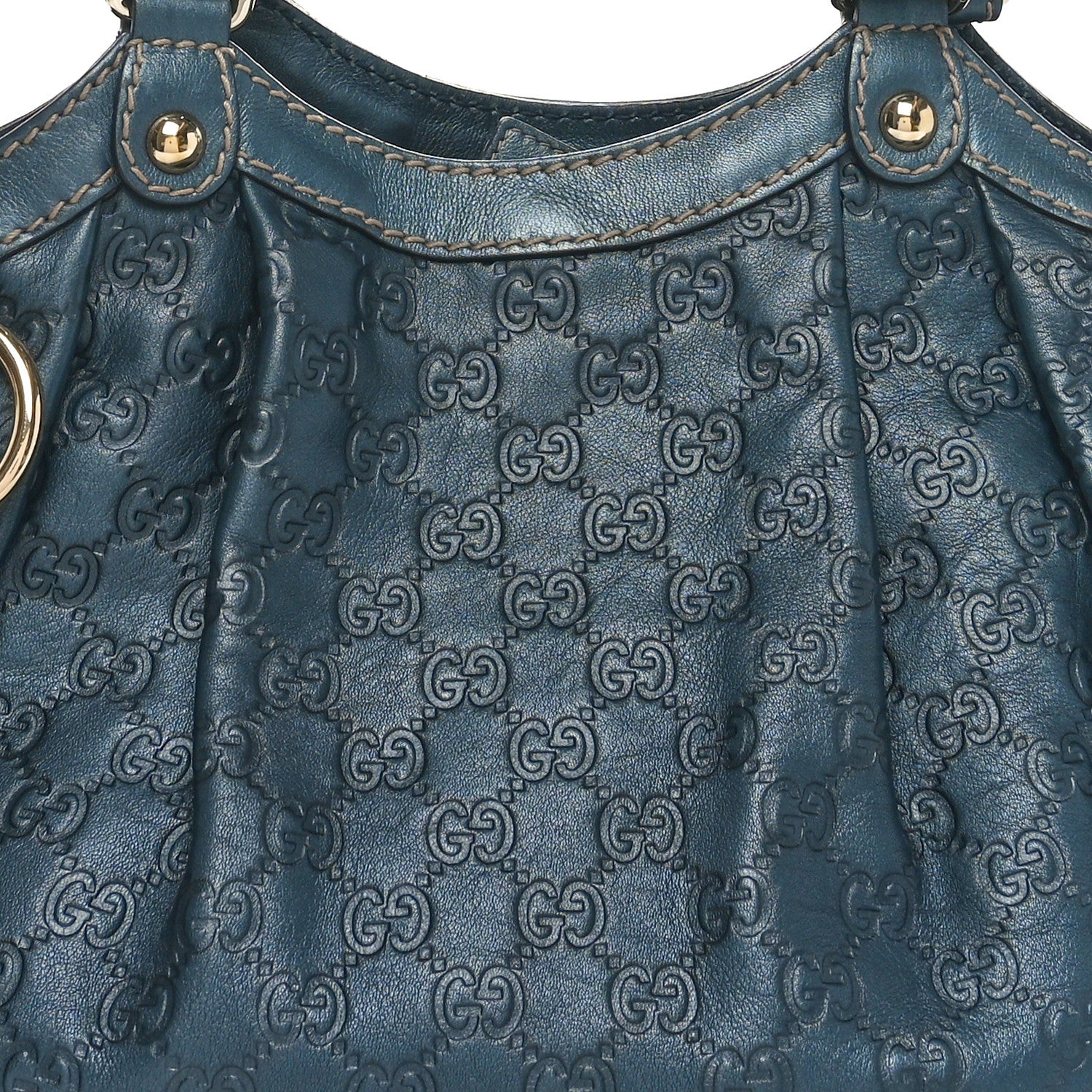 Gucci Metallic Guccissima Medium Sukey Tote Blue 8 of 10
