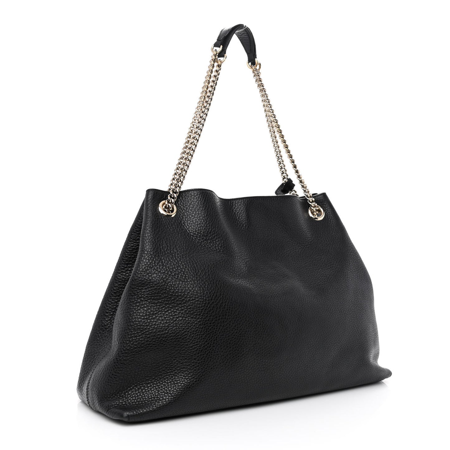 Pebbled Calfskin Large Soho Chain Shoulder Bag Black