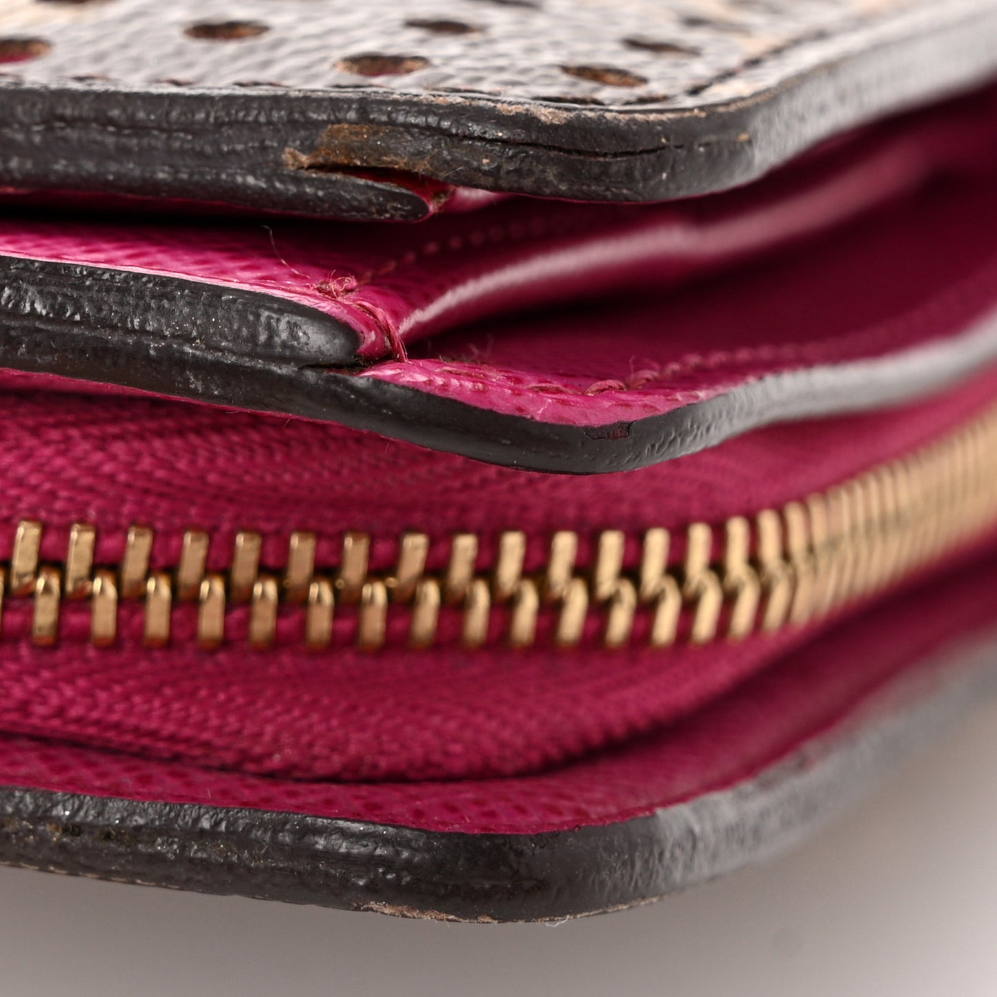 Monogram Perforated Compact Zipped Wallet Fuchsia