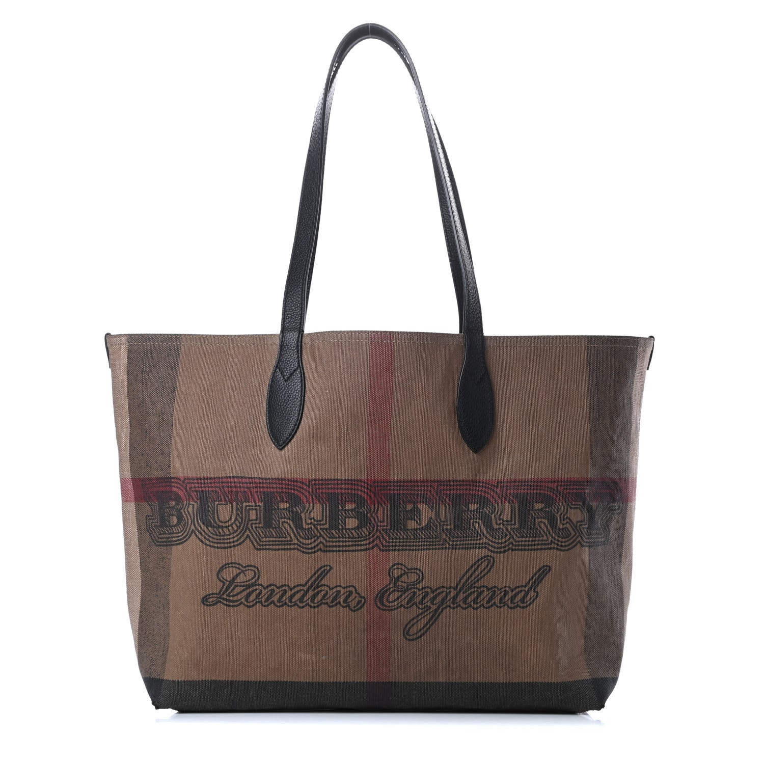 Burberry Coated Canvas Mega Check Medium Doodle Tote Black 1 of 10