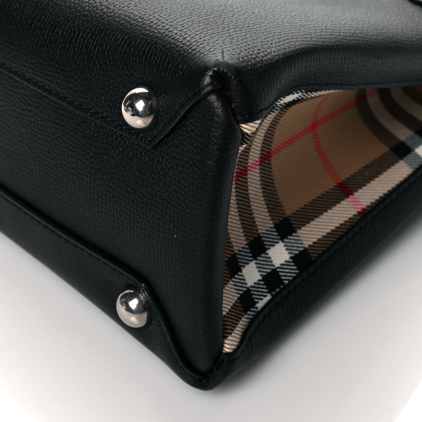 Grainy Calfskin House Check Small Banner Tote Black