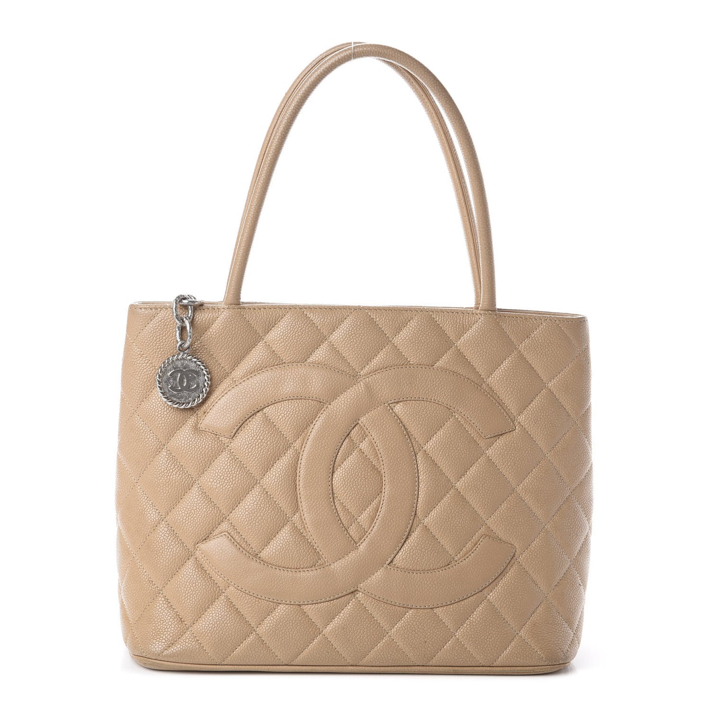 Caviar Quilted Medallion Tote Beige