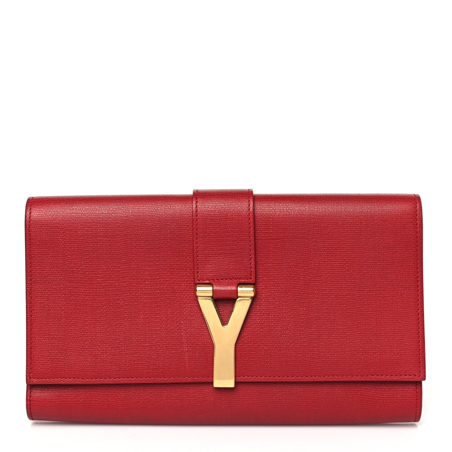Textured Calfskin Classic Y Ligne Clutch Red