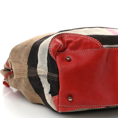 Burberry Canvas Mega Check Medium Ashby Hobo Saddle Cadmium Red 9 of 11