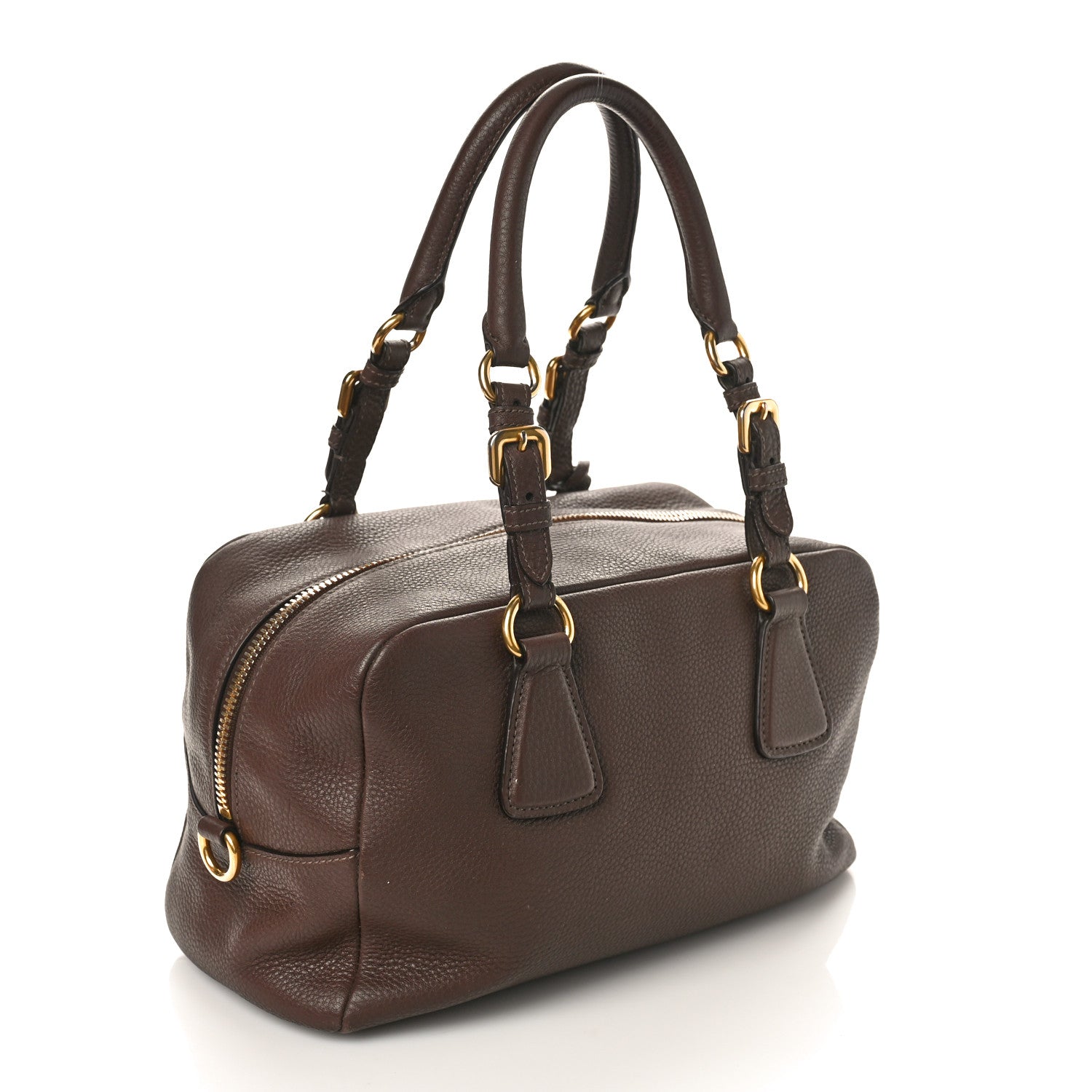 Prada Vitello Daino Shopping Satchel Dark Brown 2 of 13