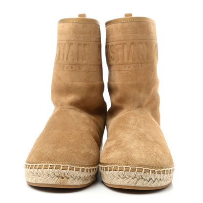 Christian Dior Calfskin Suede Shearling Granville Espadrille Boots 38.5 Natural 2 of 4