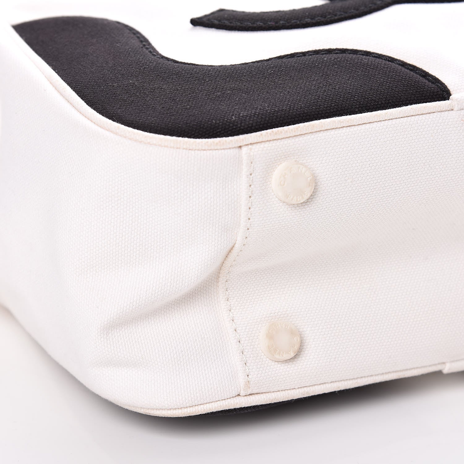 Chanel Canvas CC Handbag Black White 13 of 15
