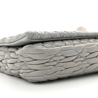 Miu Miu Nappa Matelasse Crystal Pearl Flap Clutch Grey 8 of 11