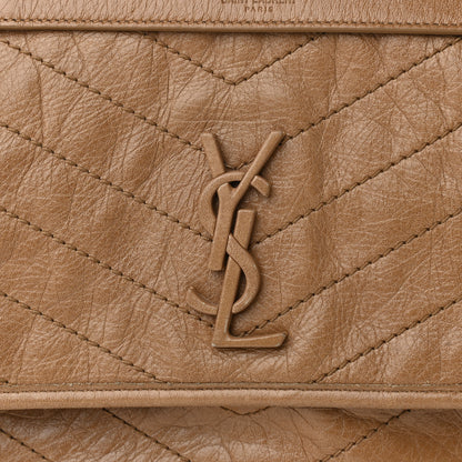 Saint Laurent Crinkled Calfskin Matelasse Monogram Medium Niki Chain Satchel Natural Tan 7 of 10