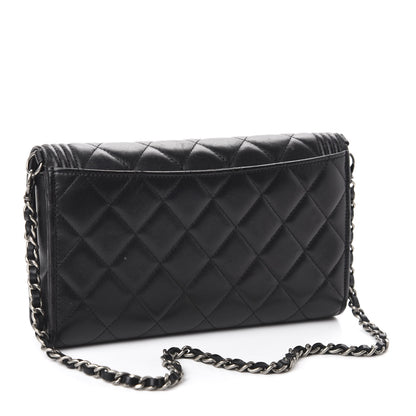 Chanel Lambskin Quilted Boy Wallet On Removable Chain WOC Black 4 of 13