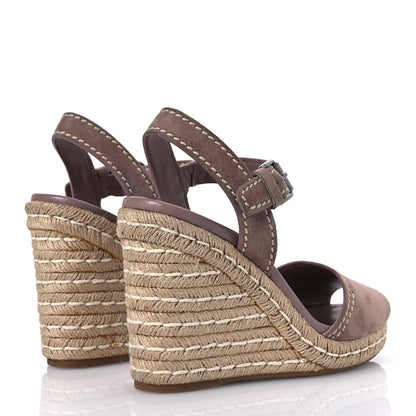 Prada Suede Jute Platfrom Logo Espadrilles Platform Sandals 39.5 Dark Rose 5 of 13