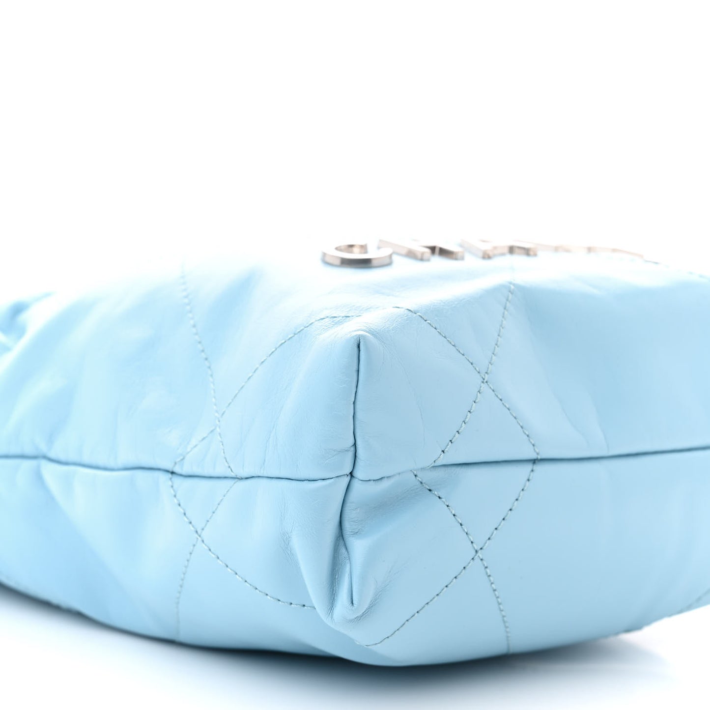 Shiny Calfskin Quilted Mini 22 Light Blue
