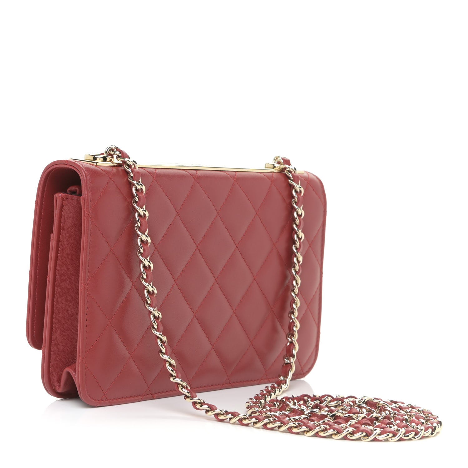 Chanel Lambskin Quilted Trendy CC Wallet On Chain WOC Red 3 of 12