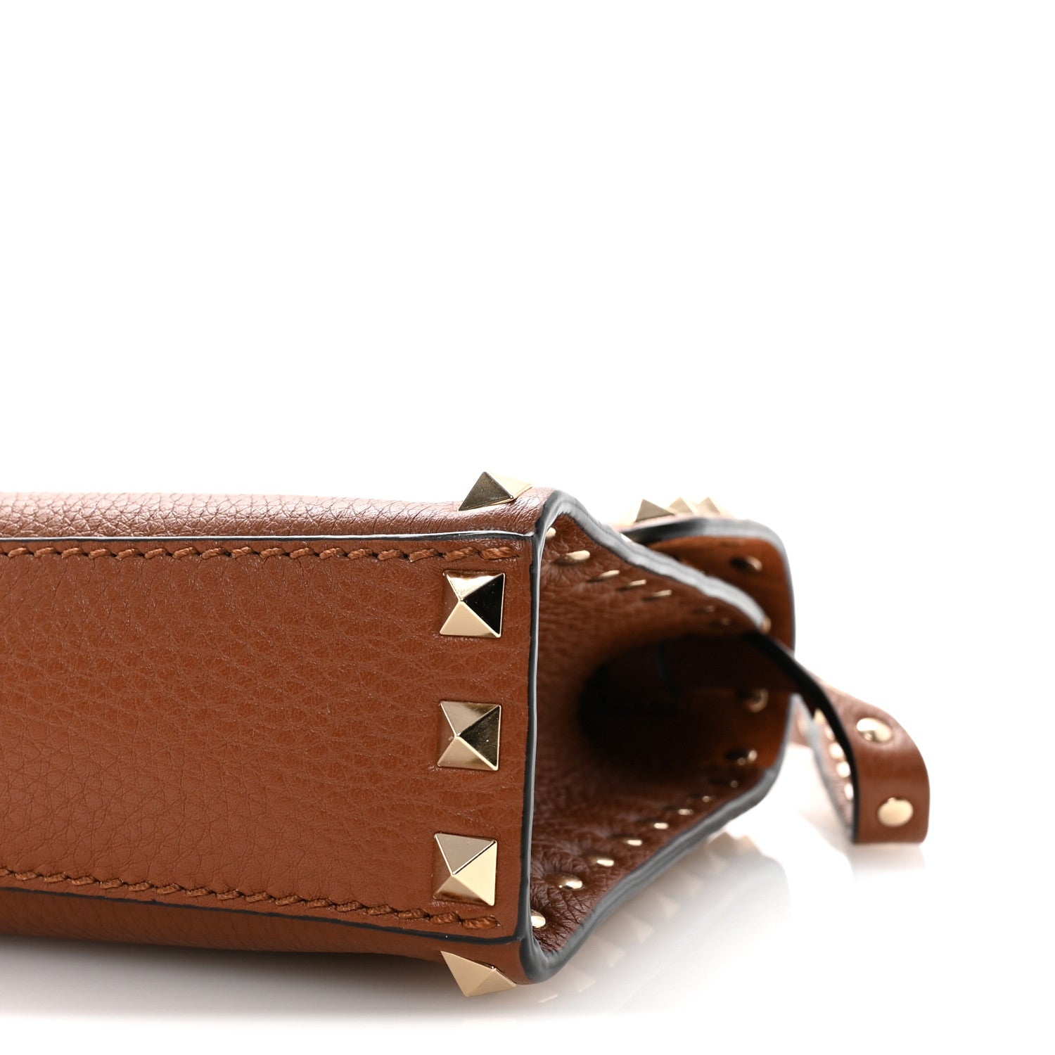 Valentino Garavani Pebbled Calfskin Medium Rockstud Flip Lock Crossbody Bag Saddle Brown 9 of 10
