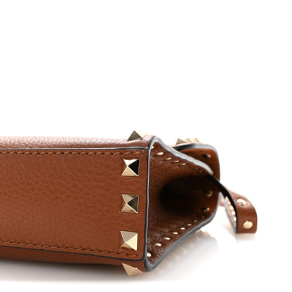 Valentino Garavani Pebbled Calfskin Medium Rockstud Flip Lock Crossbody Bag Saddle Brown 9 of 10