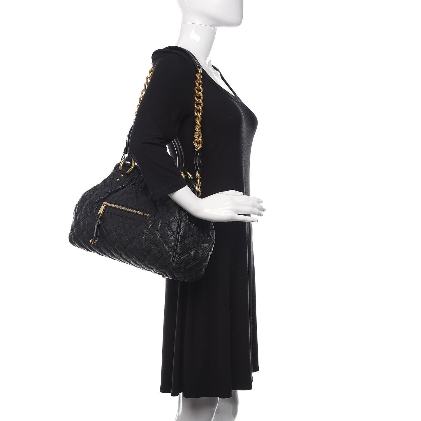 Calfskin Quilted Stam Black
