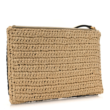 Valentino Garavani Raffia Viva Superstar Clutch Naturale Black 3 of 7