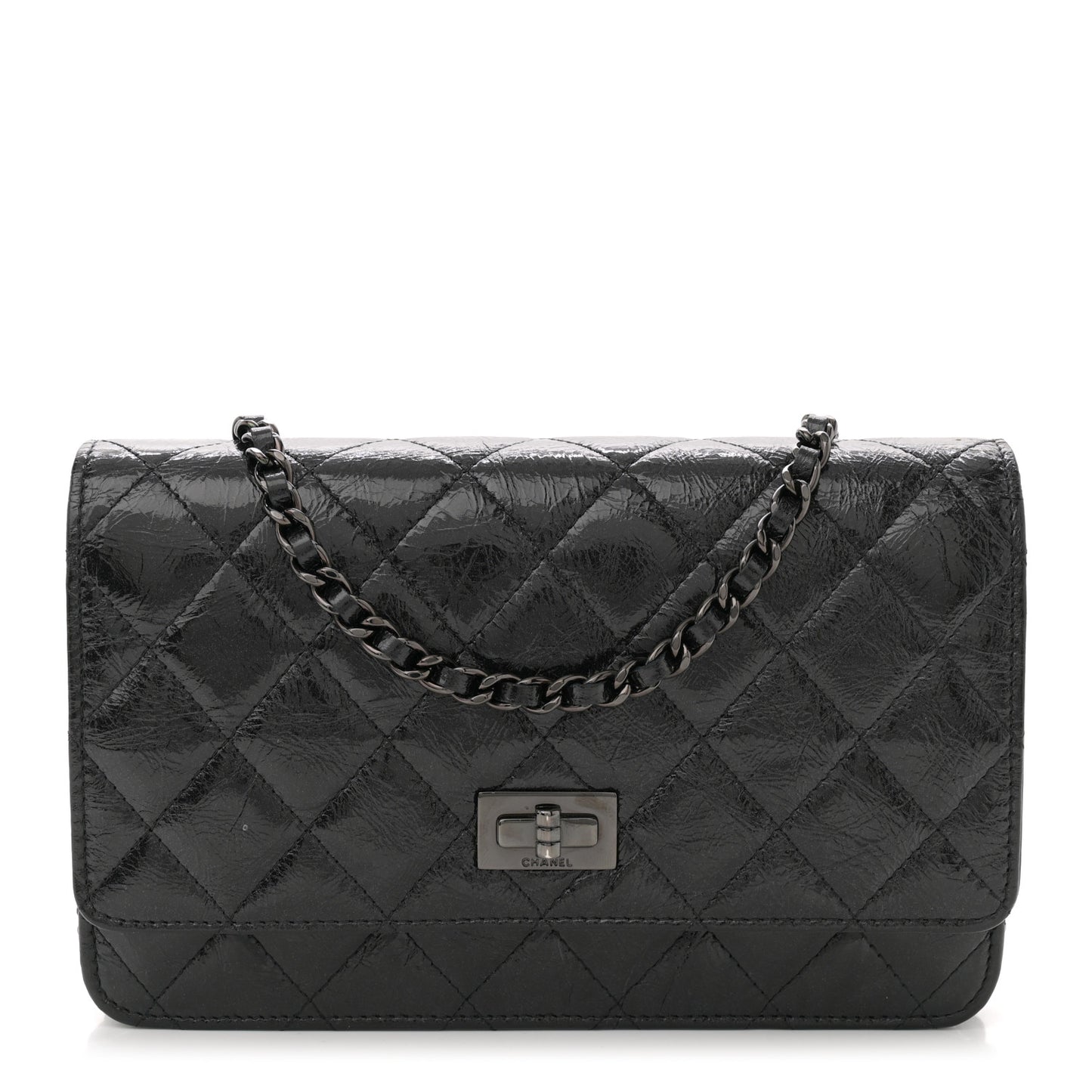 Glazed Aged Calfskin Reissue Wallet On Chain WOC  So Black