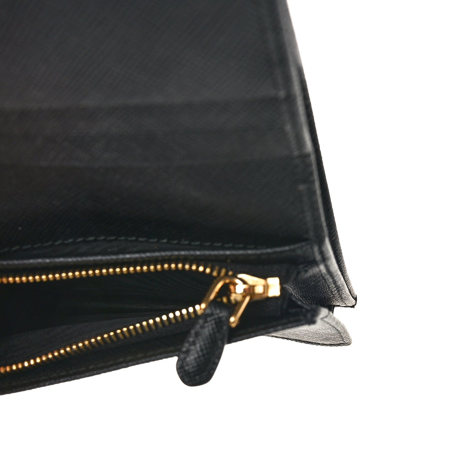 Prada Saffiano Triangle Bi-Fold Wallet Black 5 of 7