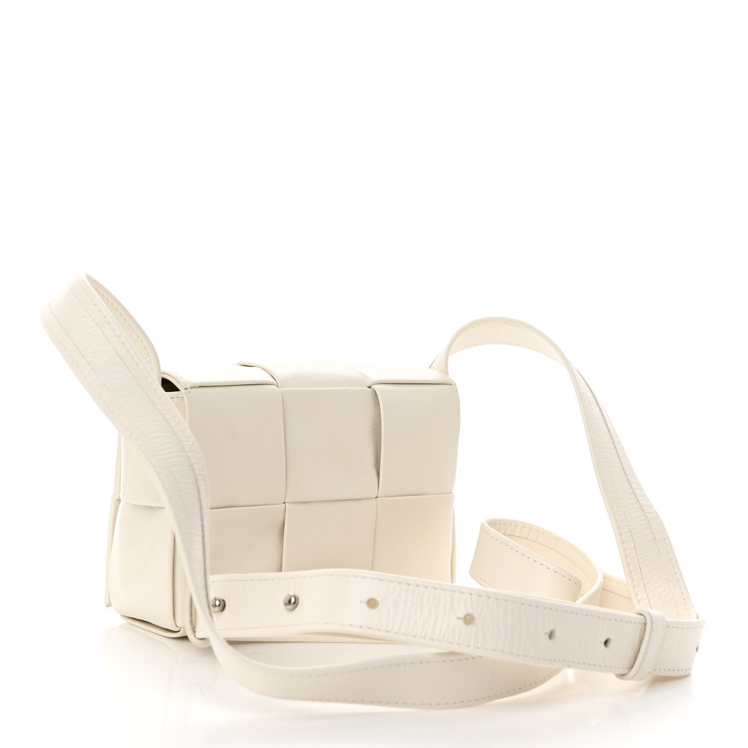 Bottega Veneta Lambskin Maxi Intrecciato Extra Mini Cassette Crossbody Bag White 3 of 8