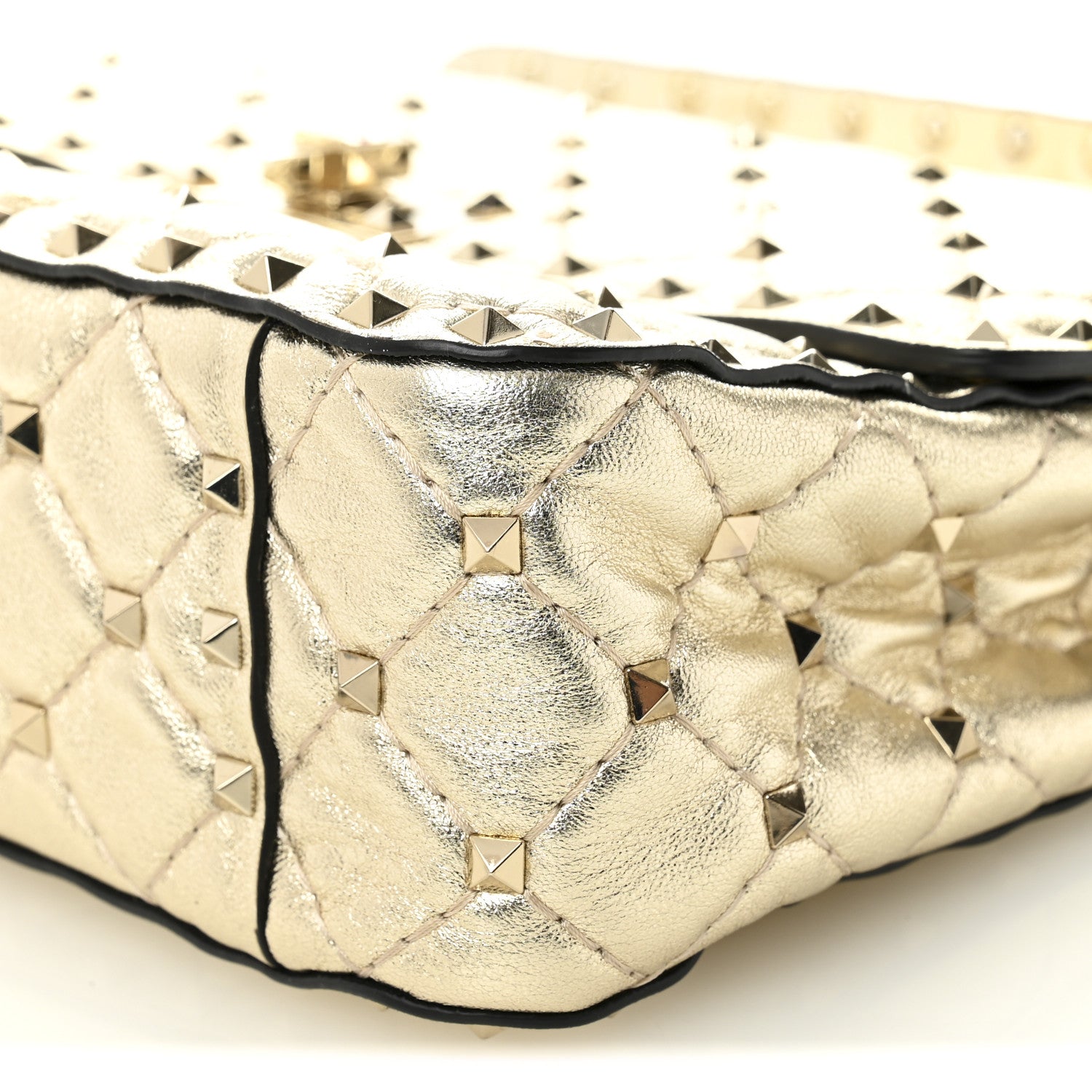 Valentino Garavani Metallic Wrinkled Lambskin Medium Rockstud Spike Shoulder Bag Mekong 9 of 10