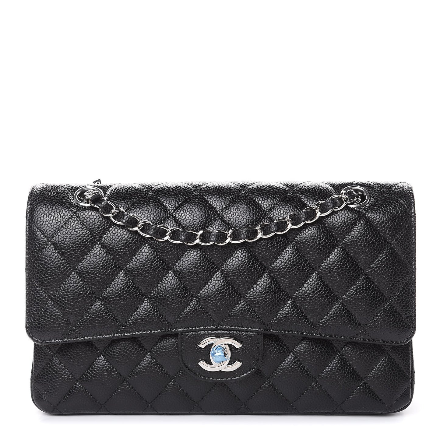 Caviar Quilted Medium Double Flap Black