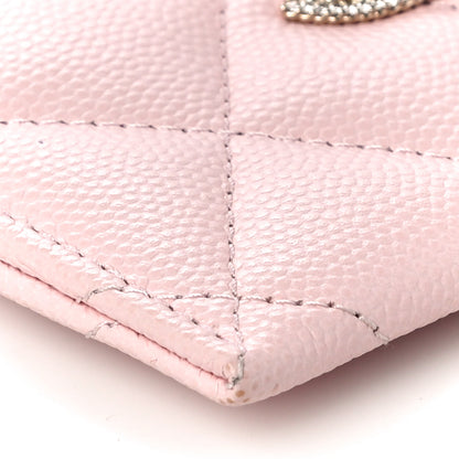 Chanel Caviar Quilted Crystal Card Holder Pink 10 of 12