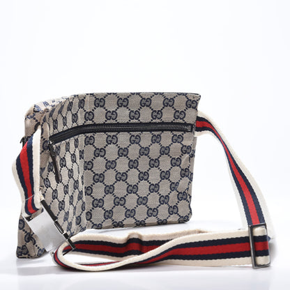 Gucci GG Monogram Web Double Pocket Belt Bag Navy 2 of 15
