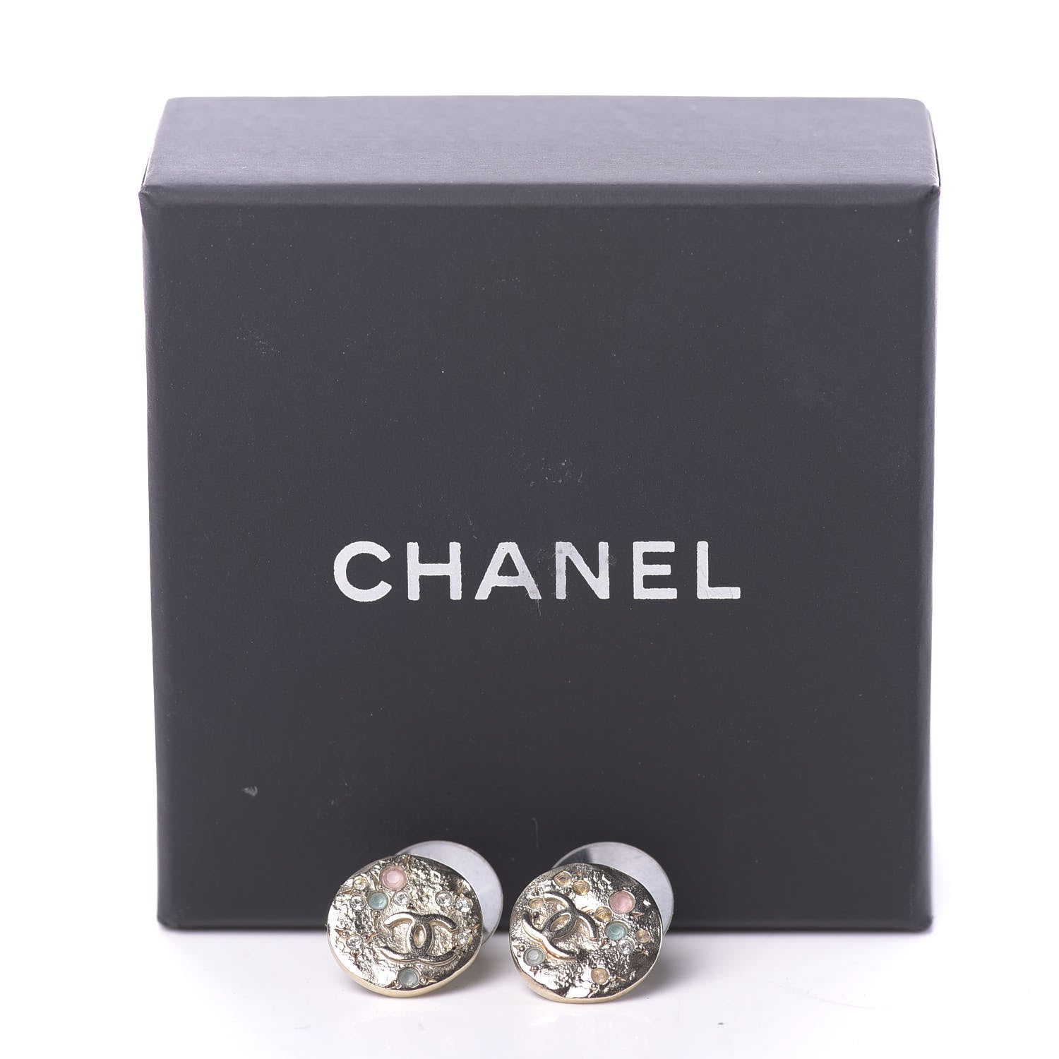 Chanel Crystal CC Earrings Gold 4 of 4