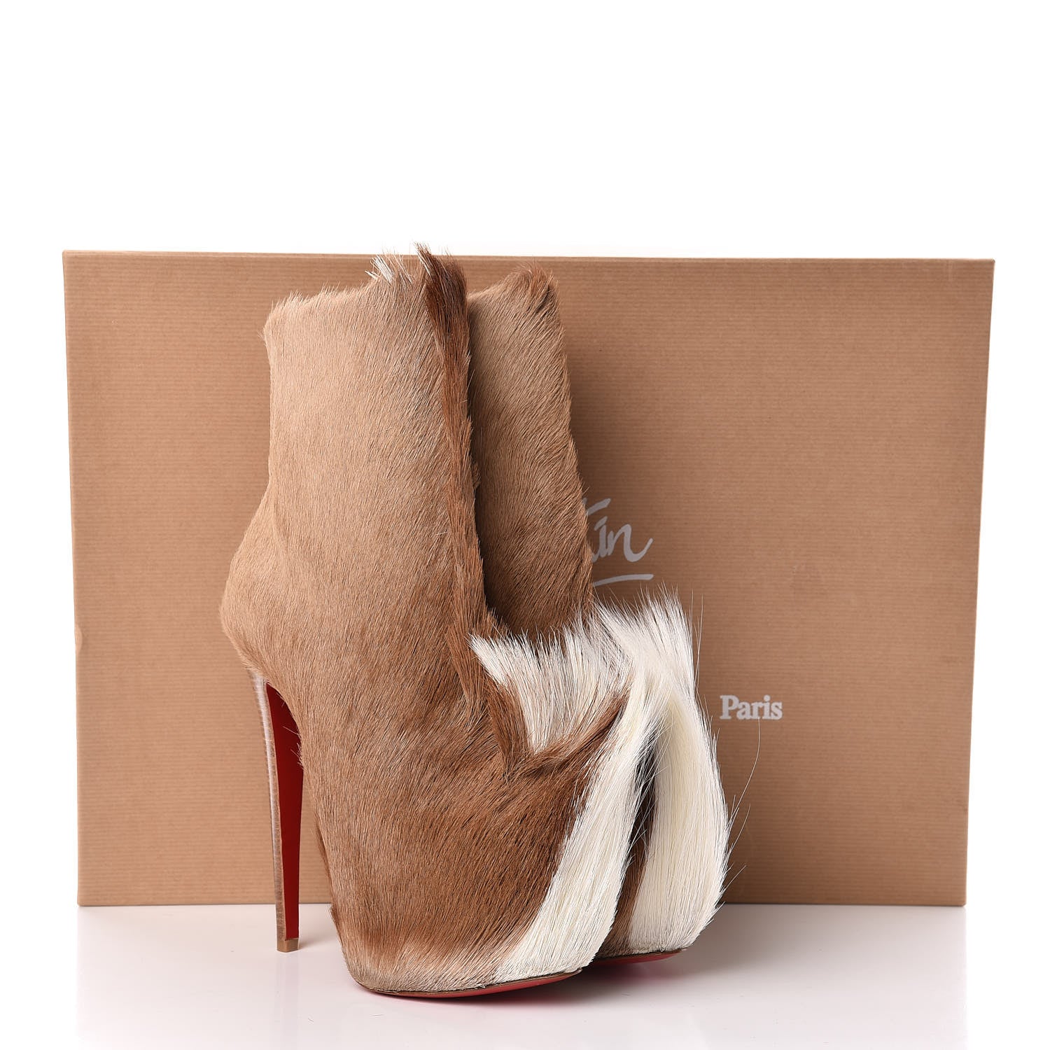 Christian Louboutin Goat Hair Puck 160 Ankle Boots 37.5 Beige 7 of 7