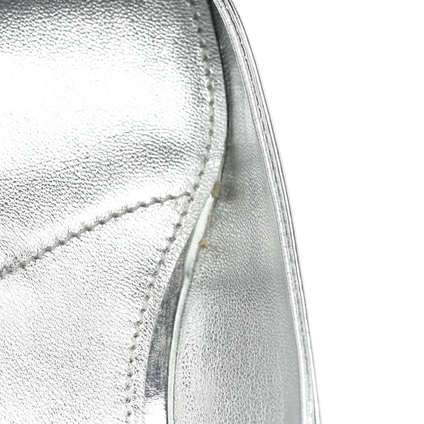 Metallic Calfskin Metal Triangle Logo Ankle Strap Ballerinas 36.5 Silver
