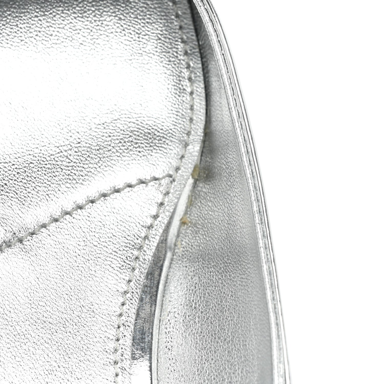 Prada Metallic Calfskin Metal Triangle Logo Ankle Strap Ballerinas 36.5 Silver 8 of 10