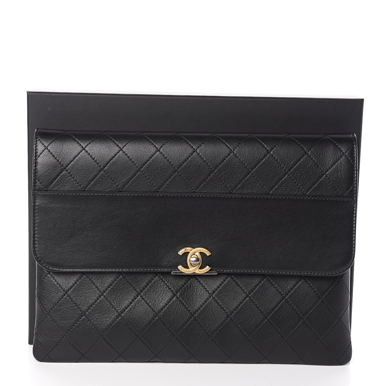 Chanel Calfskin Quilted CC Flap Clutch Black 8 of 8