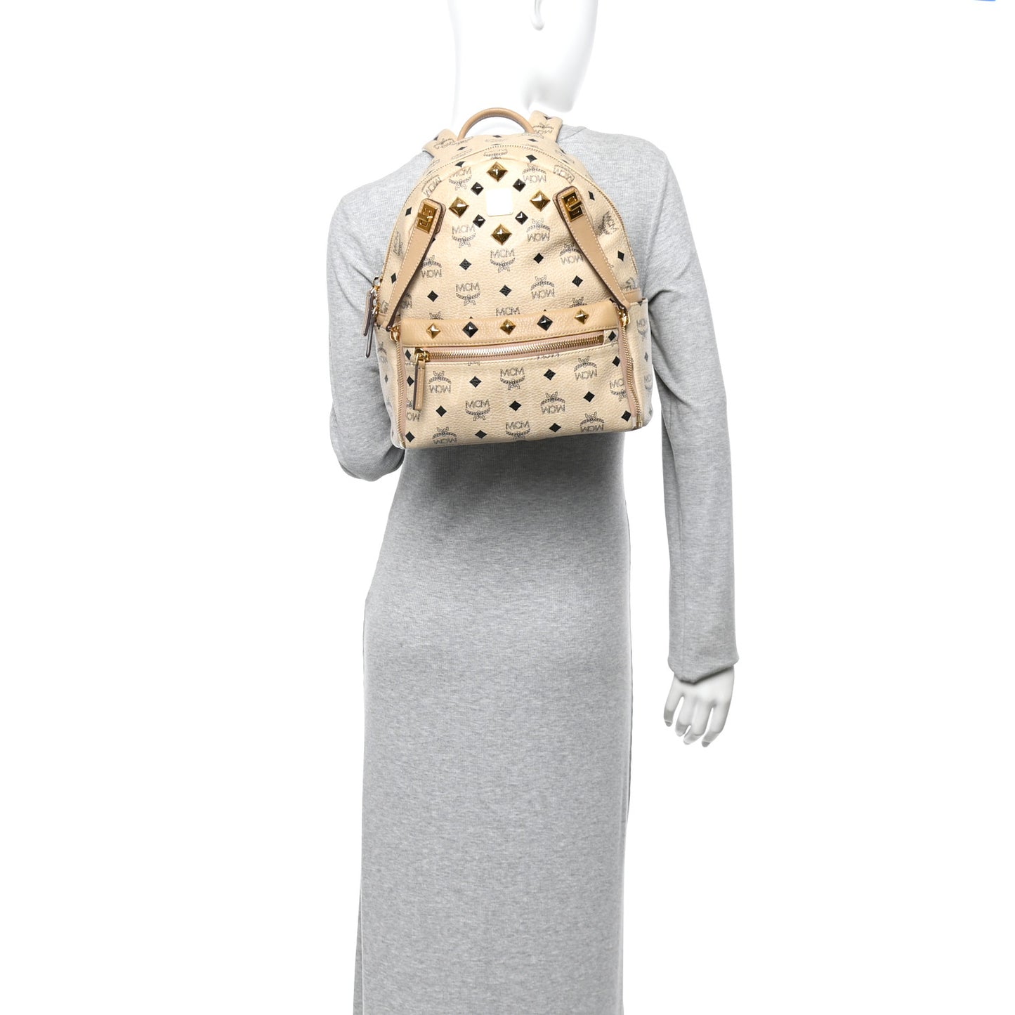 Visetos Studded Small Dual Stark Backpack Beige
